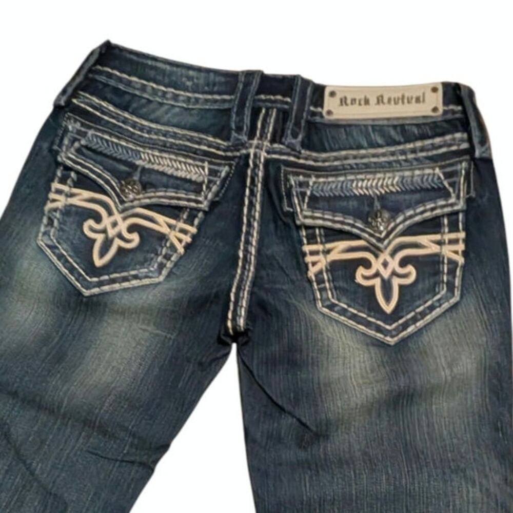 ROCK REVIVAL Ana Capri Jeans Women's 26 Denim Cropped Dark Wash Blue Stitch New
